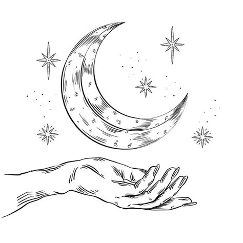 Free Vector Hand Drawn Crescent Moon Drawing Illustration