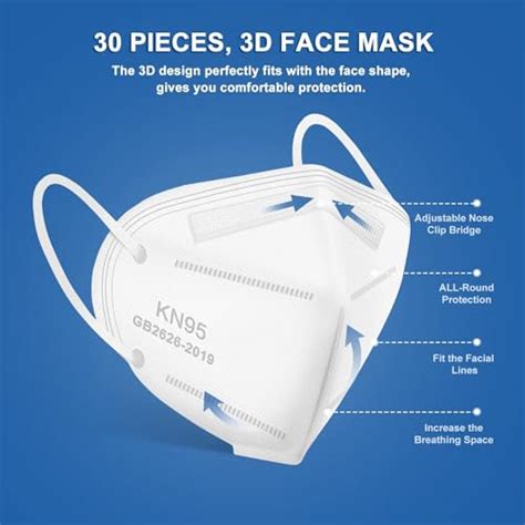 KN95 Face Mask 30 Pack OPECTICID KN95 Masks White Cup Masks Breathable