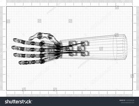 Robotic Hand Concept Architect Blueprint Stock Illustration 1223320228