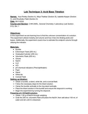 Pre Lab Plan Lab Module Justin Escamilla Chemicals And Hazards