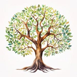 Colorful Mystical Old Tree Clipart Intricate Tree Design In Watercolor