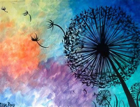 New Video Make A Wish Easy Dandelion Silhouettes Acrylic Painting Tutorial For Beginners