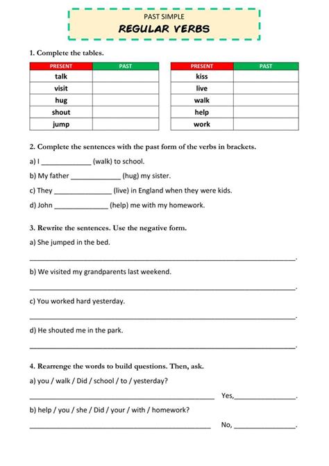 Past Simple Regular Verbs Worksheet For 5º Primaria Regular Verbs Verb Worksheets Verb