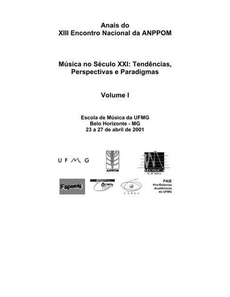 Anais Do Xiii Encontro Nacional Da Anppom M Sica No S Culo Xxi