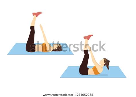 Woman Doing Toe Touch Stretches Exercise Stock Vector Royalty Free 1271052256