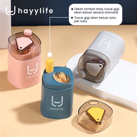 Jual Hayylife Tempat Tusuk Gigi Otomatis Klik Otomatis Keluar Tusuk