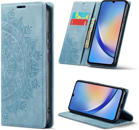 Casemania Hoesje Voor Samsung Galaxy A34 5G Aqua Blue Mandala