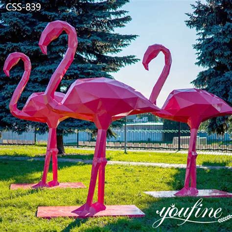 Extra Large Metal Pink Flamingo Statue