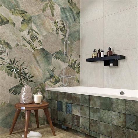 12 8 X 12 8 ZYX Amazonia Tropical Emerald Hexagon Porcelain Tile The