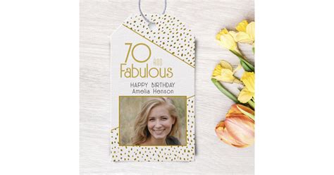 70 And Fabulous Gold Glitter Photo 70th Birthday T Tags Zazzle