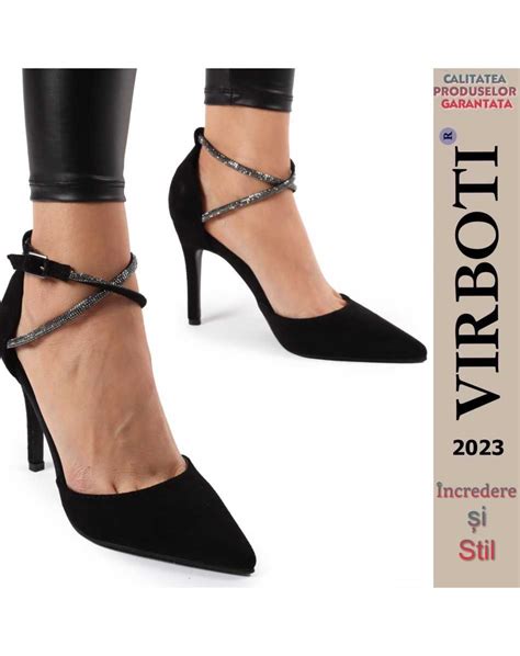 Pantofi de damă eleganți negri cu toc înalt de la Virboti ro Marime 38