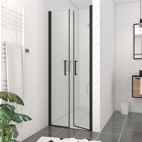 Porte de Douche Double Battant 90x200cm Verre Trempé Transparent 6mm