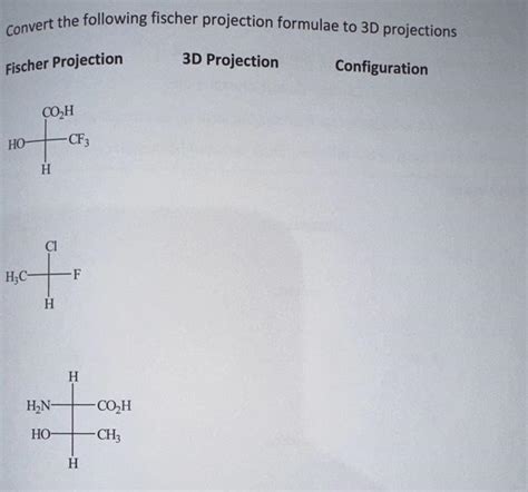 Solved Convert The Following Fischer Projection Formulae To Chegg