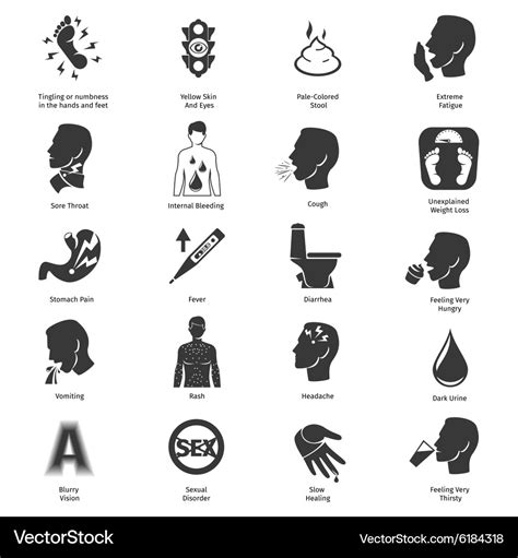 Common Symptoms Icons Set Royalty Free Vector Image