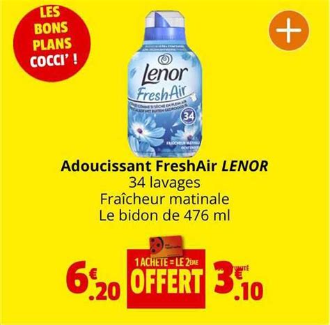 Promo Adoucissant FreshAir Lenor 34 Lavages Fraîcheur Matinale chez