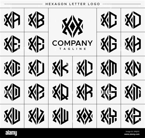 Modern Hexagon X Letter Logo Design Vector Set Hexagonal Xx X Logo Graphic Stock Vector Image