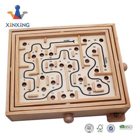 Large Wooden Labyrinth Tilt Maze Game With 60 Holes For 6 Years And Up