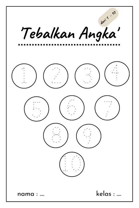 Menebalkan Angka '1 -10' | Belajar menghitung, Pra tk, Pembelajaran prasekolah