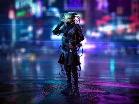 Artstation Netrunner Mikko Kautto Cyberpunk Photo Manipulation Warriors Wallpaper