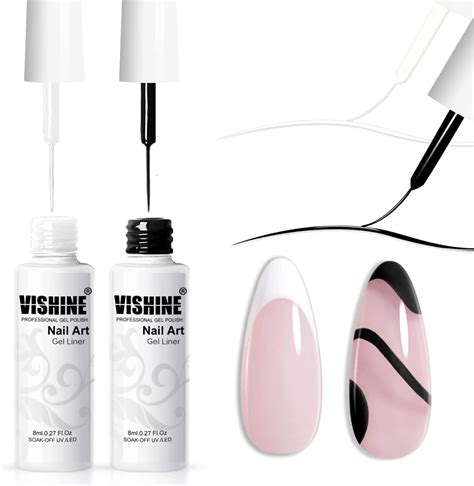 Vishine Vernis Semi Permanent Blanc Et Noir Gel Liner Nail UV Gel