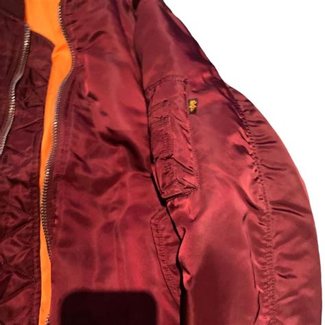 Alpha Industries Maroon Burgundy Bomber Jacket Size Depop