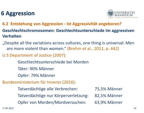 Sozialpsychologie II Vorlesung 11 Aggression Karteikarten Quizlet