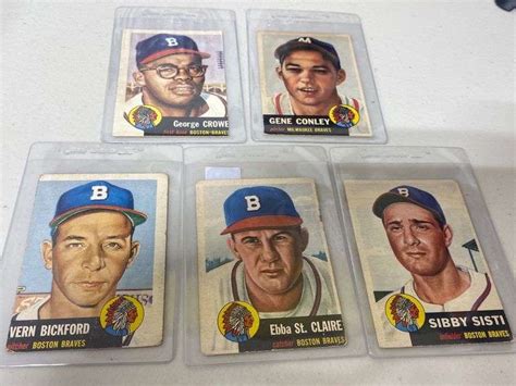 5- 1953 Topps Boston Braves Cards - W. Yoder Auction