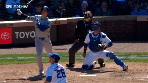 ドジャース大谷翔平 第2号2ランホームランこれで2試合連続アーチ低めのボールを上手く拾って鈴木誠也の頭上を超えるライト線際へ