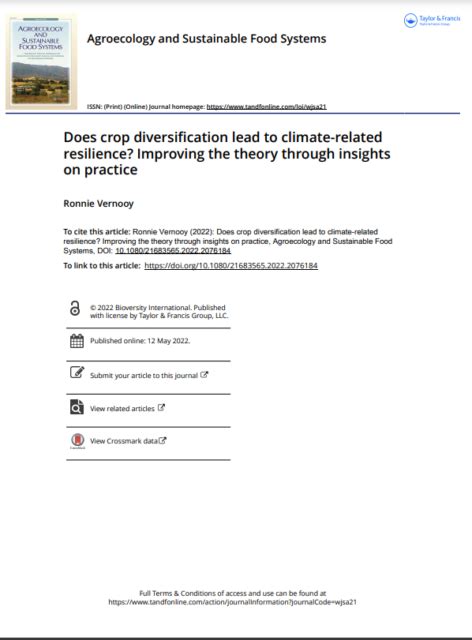 Does crop diversification lead to climate-related resilience? Improving the theory through ...