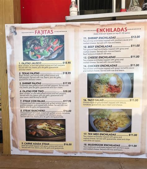 Menu At Jaliscos Taqueria Food Truck Restaurant Cedar Creek