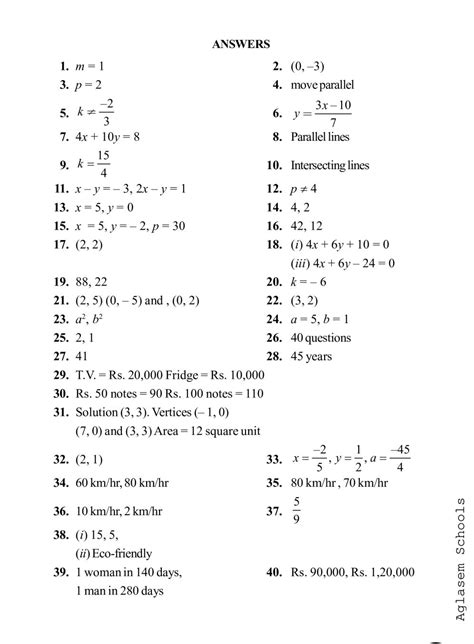 Class 10 Maths Pair Of Linear Equations In Two Variables Notes All Important Notes