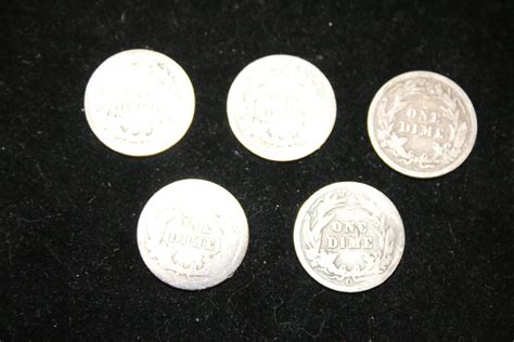 Lot 221 Five Silver Barber Dimes Paradise Estate Sales