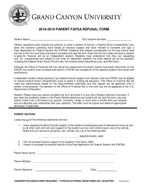 Fillable Online Parent Fafsa Refusal Form Fax Email Print