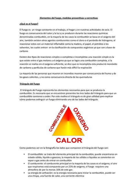 Elementos Del Fuego Apuntes 1 Elementos Del Fuego Medidas