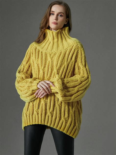 Casual Loose Plain Turtleneck Long Sleeve Sweater Stylewe