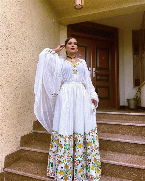 Majestic Menen Habesha Kemis With Modern Tilf Design Habesha Dress E