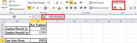 Excel Yüzde Hesaplama