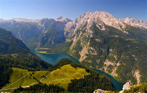 Wallpaper Mountains Lake Germany Bayern Alps Panorama Germany