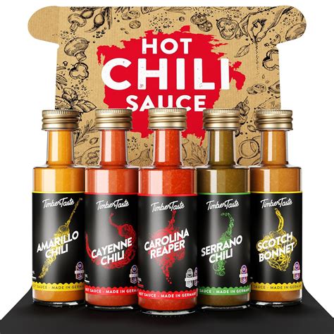 TIMBER TASTE Chili Sauce Geschenkset 5 X 40ml Offroad Hot Sauce