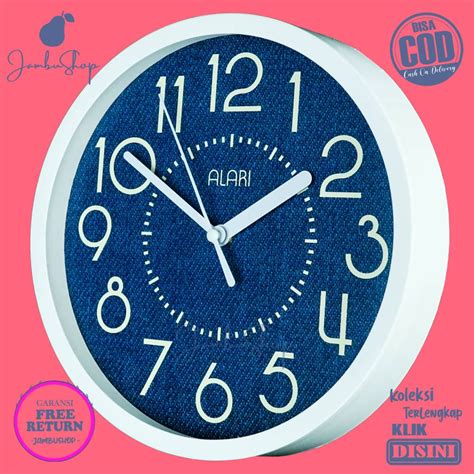 Jual Jam Dinding Alari AL1211 1668 Denim Clock Quartz Minimalis Blue