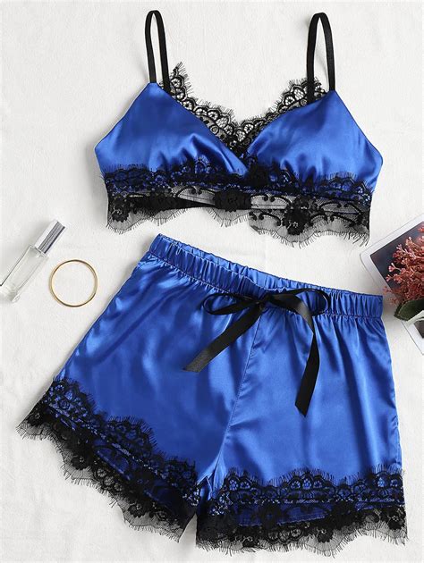 Dropshipping Lingerie Sexy Bra Set Women S Sleepwear Sleeveless Sling Lace Satin Tops Pajama