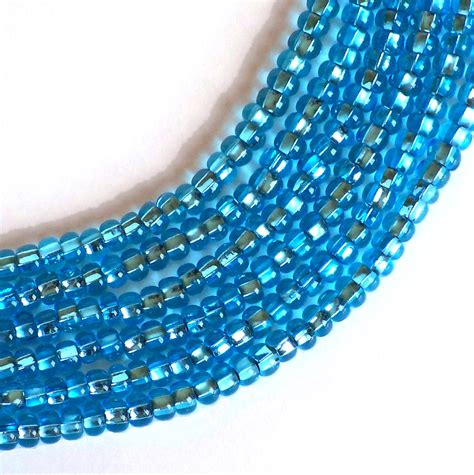 Silver Lined Aqua 6 0 Czech Glass Seed Beads Preciosa 4mm Foil Lined