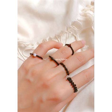 Jual Cincin Manik Korea Black Edition Cincin Beads Aksesoris Cin