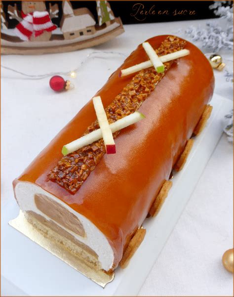 Bûche vanille pomme caramel vegan Perle en sucre