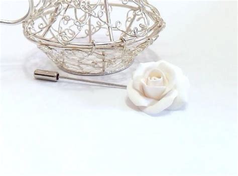 White Roses Boutonniere Rustic Groom Buttonhole Woodland Lapel Pin