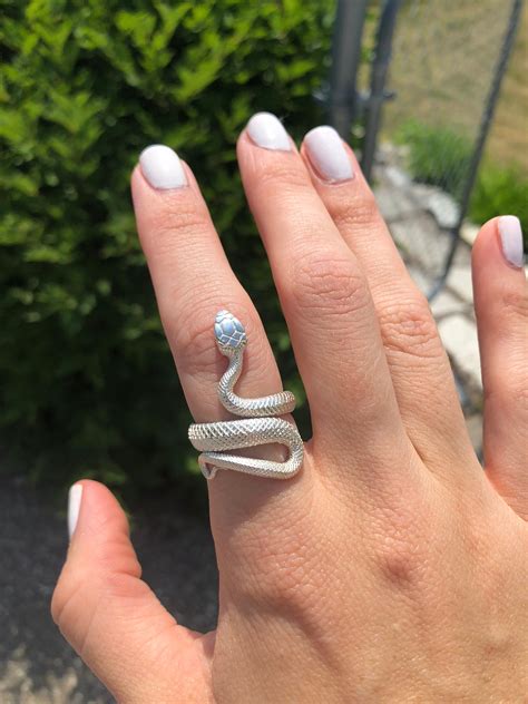 Sterling Silver Snake Ring Stylish Viper Serpent Adjustable Ring