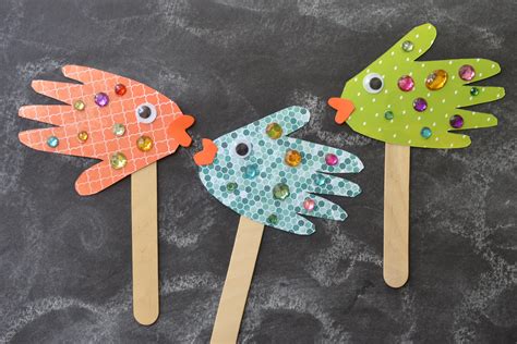 easy kids craft handprint fish puppets handprint crafts arts