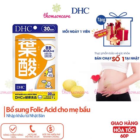 Mua DHC Folic Acid Bổ sung Vitamin Axit Folic 400ug 0 4mg cho bà bầu