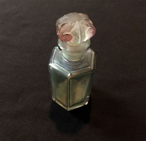 Vintage Clear Glass Hexagonal Perfume Bottle With Stain Glass Stopper