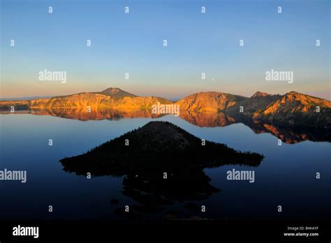 The Crater Lake And The Wizard Island At Sunset The Crater Lake